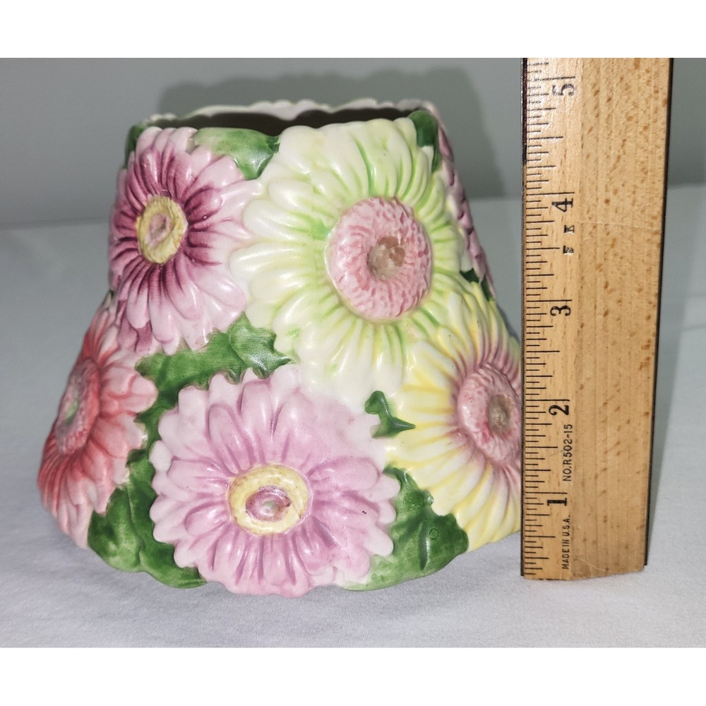 Yankee Candle Gerbera Daisy Jar Shade and Plate Set Floral Flowers Embossed 3D - Picture 4 of 13